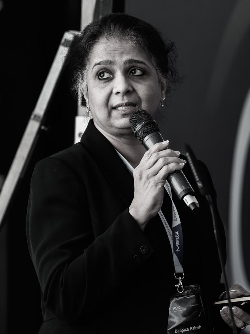 GBX Circle MEVO 2026 in Singapore · “iPSC Science for Cultivated Meat” session KN11 with Deepika Rajesh from Roslin Technologies, photographed by P. Basanez for the Circle. MEVO Raffles Singapore · meatevo.com, connecting today's decisions with a deep heritage in stem cell science.