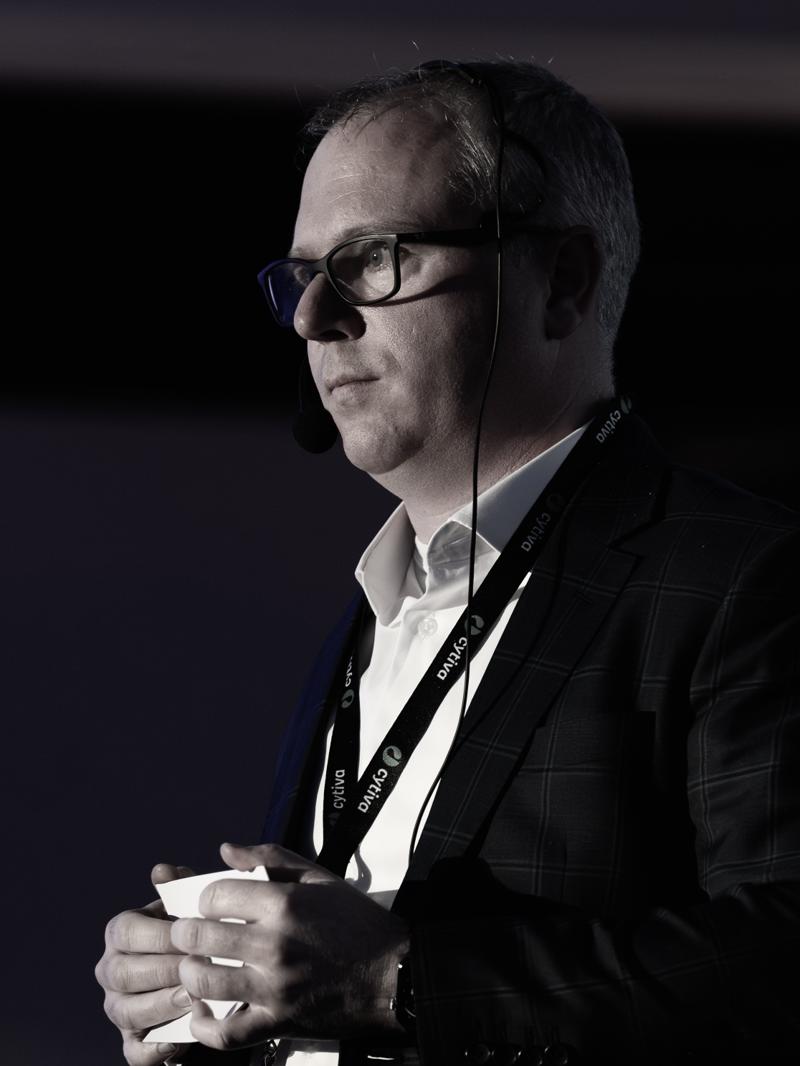 GBX Circle MEVO 2026 in Singapore · “Cell Culture Media Innovation” session KN10 with Robert Curry from Cytiva, photographed by P. Basanez for the Circle. MEVO Raffles Singapore · meatevo.com, connecting today's decisions with a deep heritage in bioprocessing and cell culture technology.